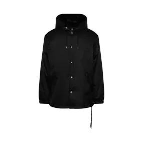 Nylon Hooded Coach Jacket in Black