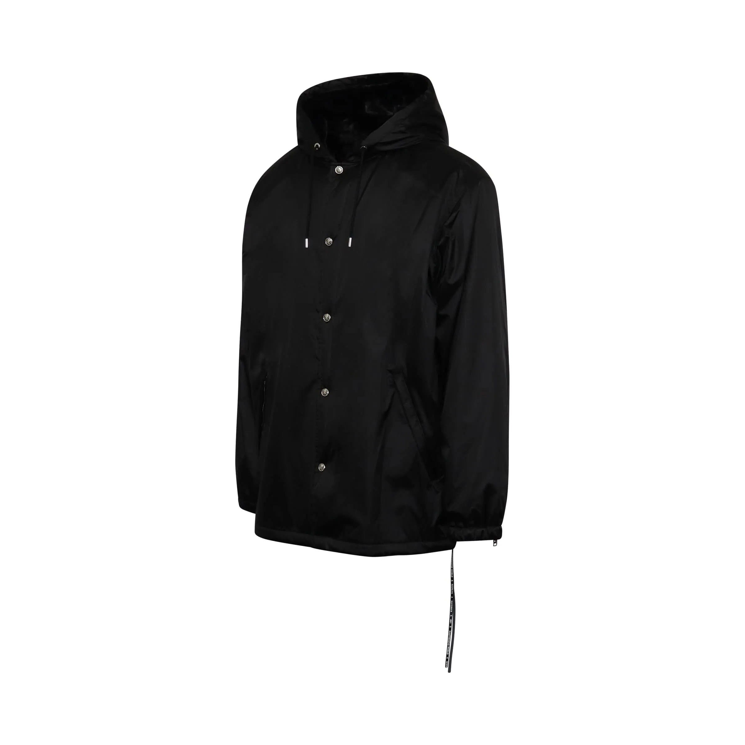 Nylon Hooded Coach Jacket in Black