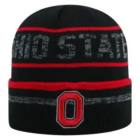 Ohio State Buckeyes TOW Black Striped "Effect" Style Cuffed Knit Beanie Cap