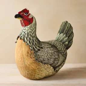 Open Box - 14"x13" Beaded Chicken Novelty Plush Pillow - John Derian