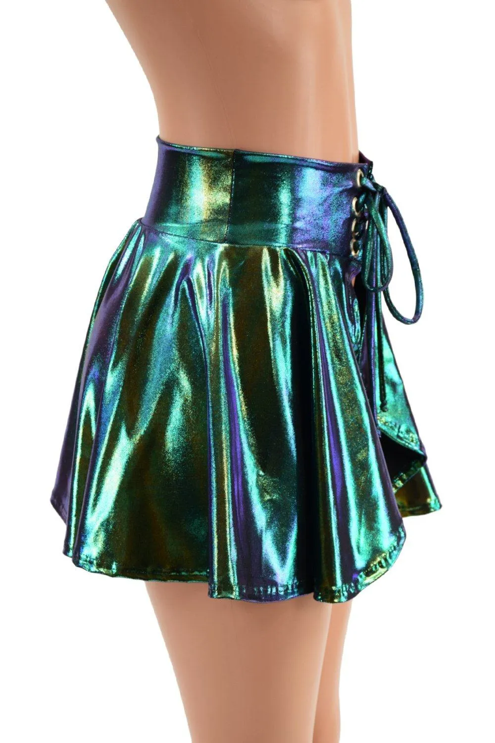 Open Front Lace Up Skirt in Scarab