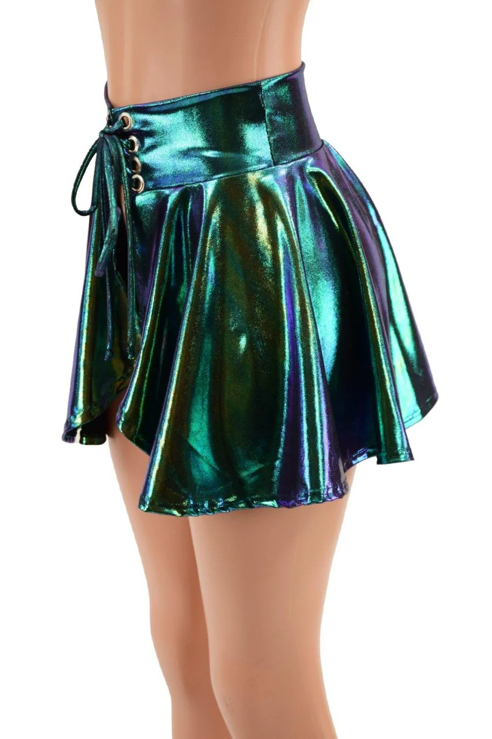 Open Front Lace Up Skirt in Scarab