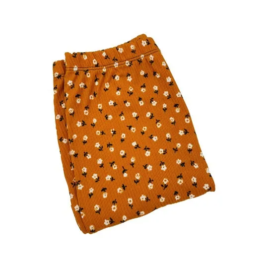 Orange Floral Pencil Skirt