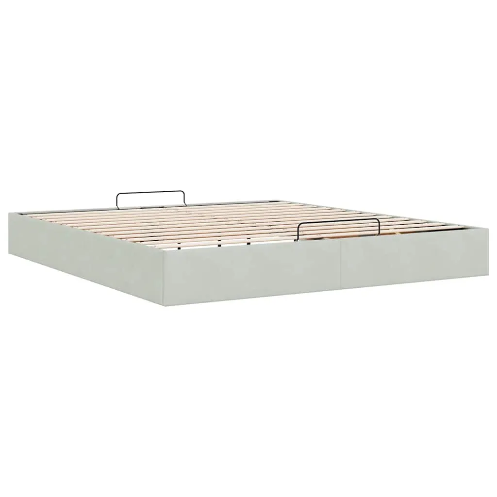 Ottoman Bed Frame No Mattress Light Grey Super King Velvet