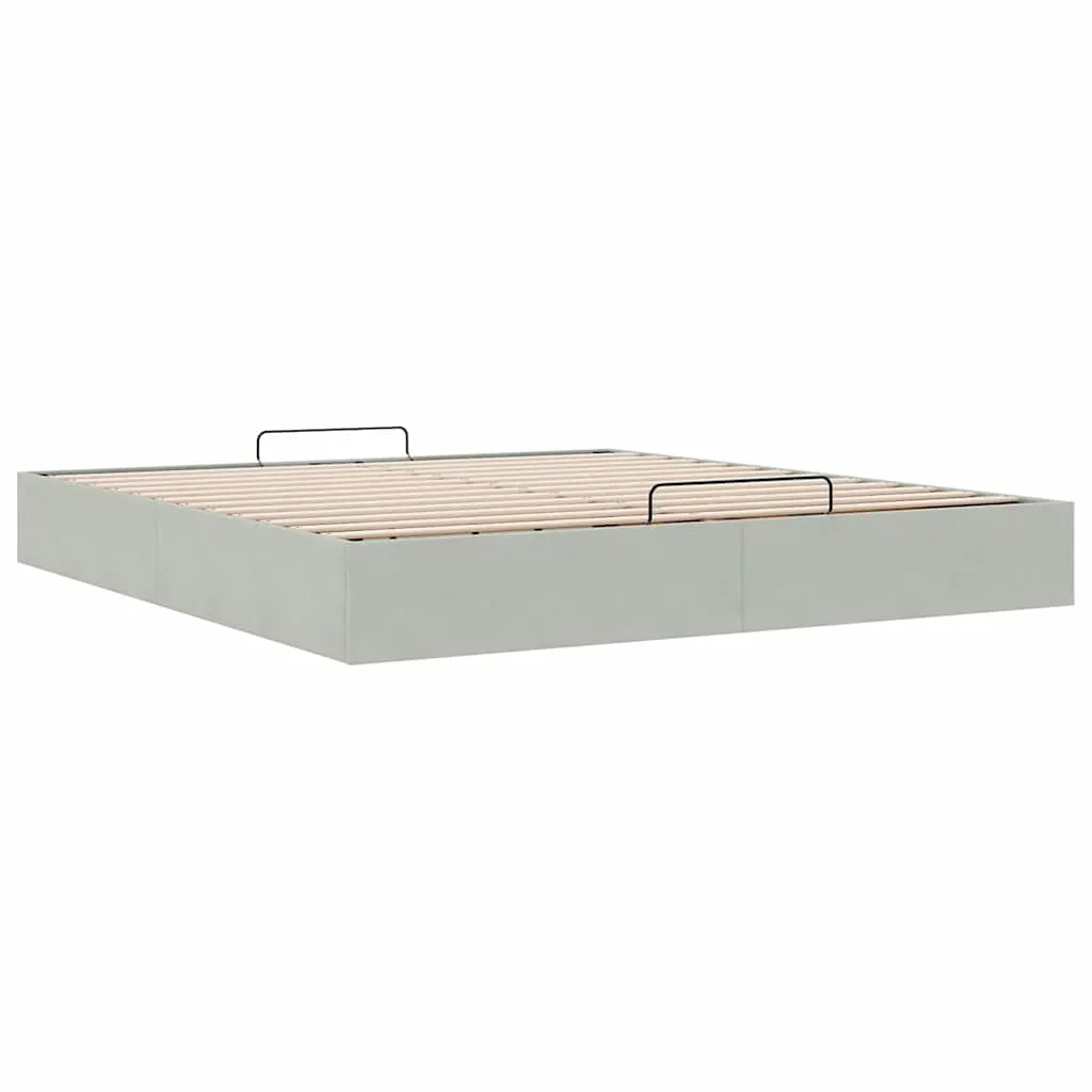 Ottoman Bed Frame No Mattress Light Grey Super King Velvet