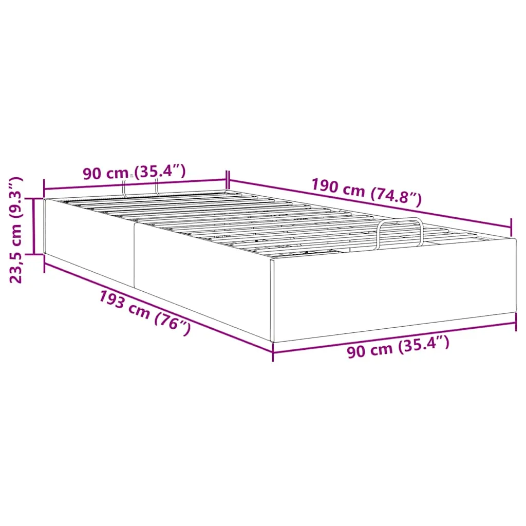 Ottoman Bed Frame without Mattress White Single Faux Leather