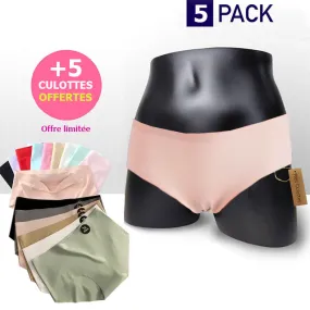 Pack de 10 culottes invisibles sans couture en soie glacée