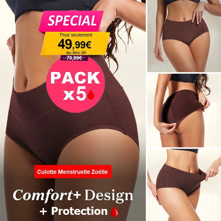 Pack de 5  culottes menstruelles - 4 couches coton