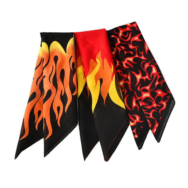 Pack of 12 Flame Squares Cotton Hip Hop Hijab Hijab Headband Headband Cowboy Handkerchiefs