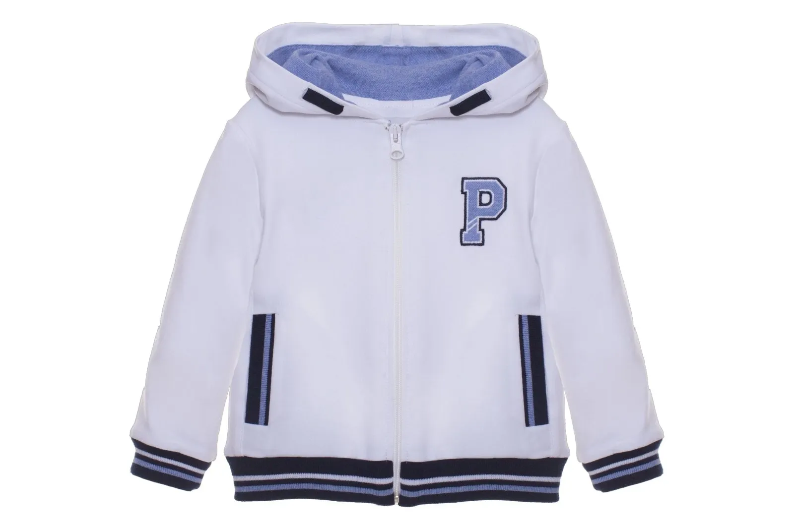 Patachou Boys White Logo Zip Up Hooded Jacket