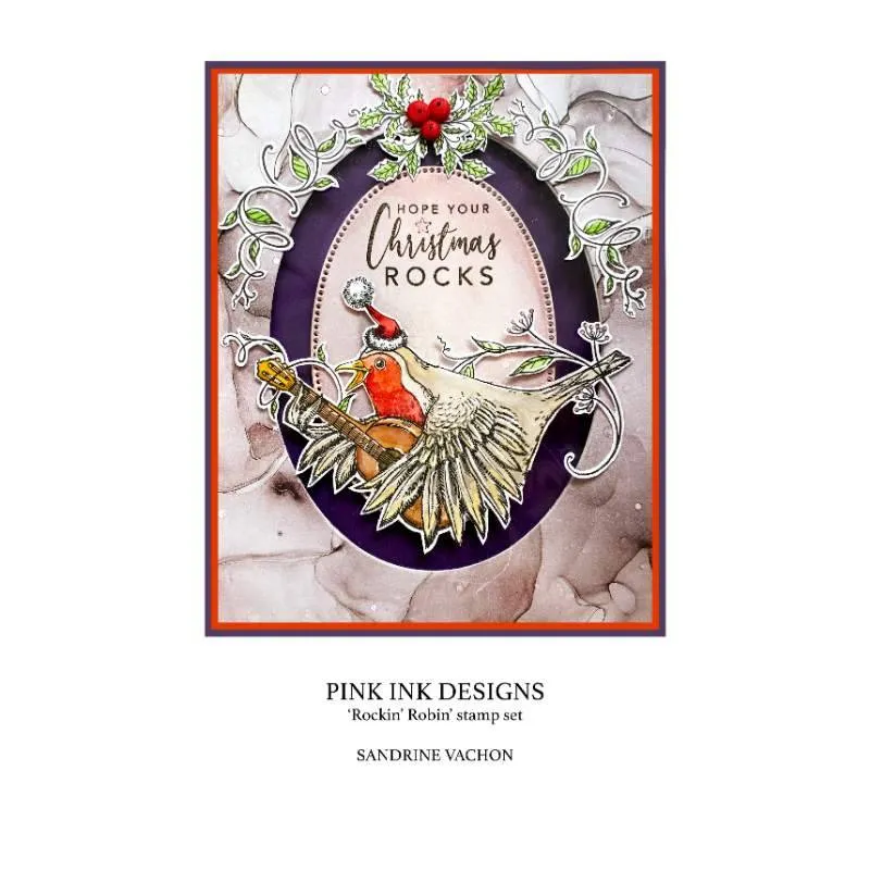 Pink Ink Designs Rockin Robin 6 in x 8 in Clear Stamp Set