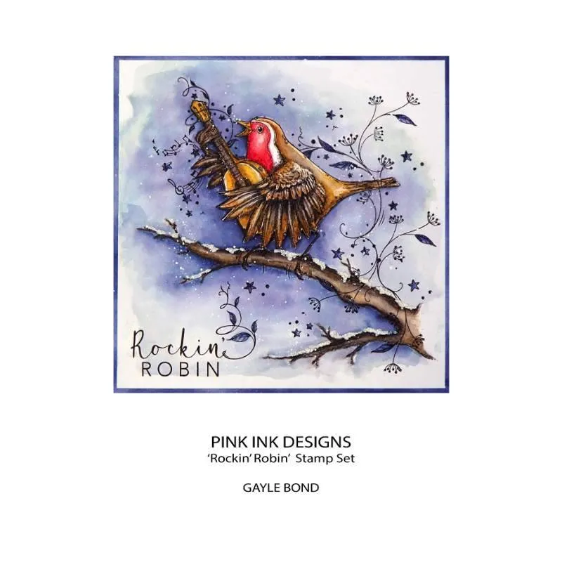 Pink Ink Designs Rockin Robin 6 in x 8 in Clear Stamp Set