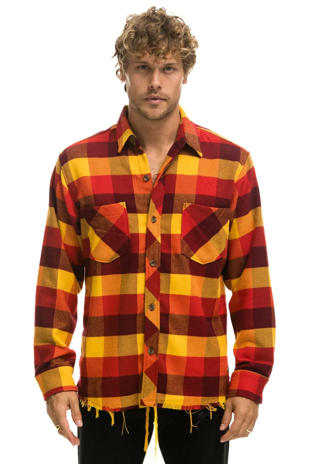 PLAID FLANNEL LIGHT WEIGHT UNISEX WESTERN SHIRT - SURFY PLAID