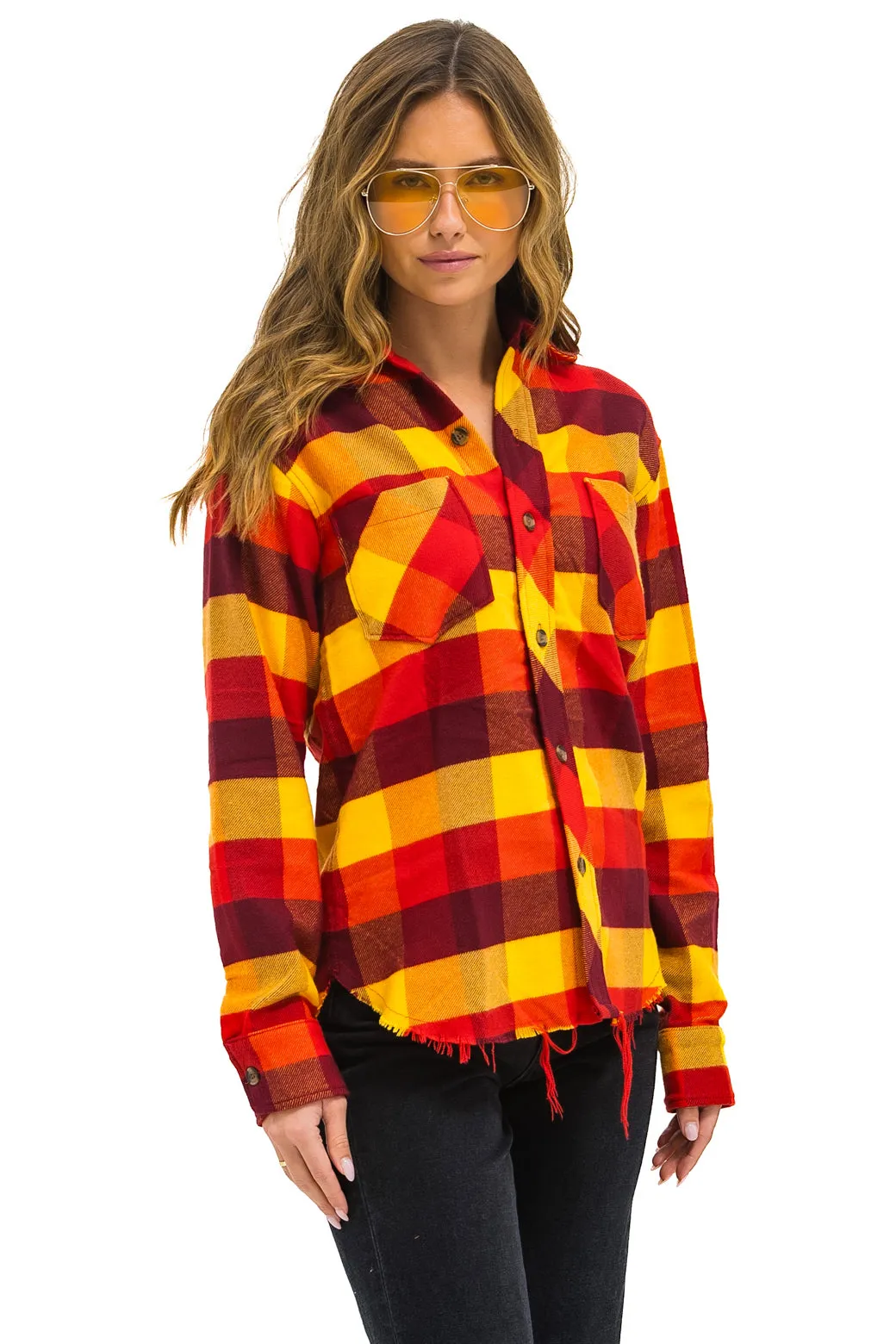 PLAID FLANNEL LIGHT WEIGHT UNISEX WESTERN SHIRT - SURFY PLAID