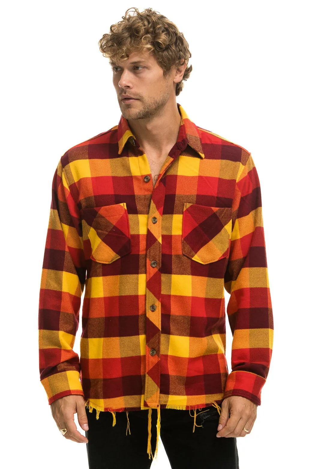 PLAID FLANNEL LIGHT WEIGHT UNISEX WESTERN SHIRT - SURFY PLAID