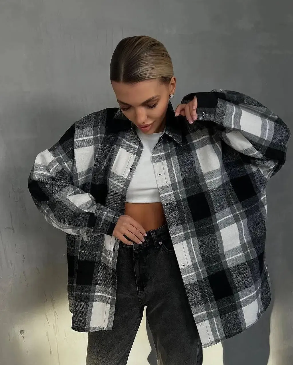 Plaid flannel shacket