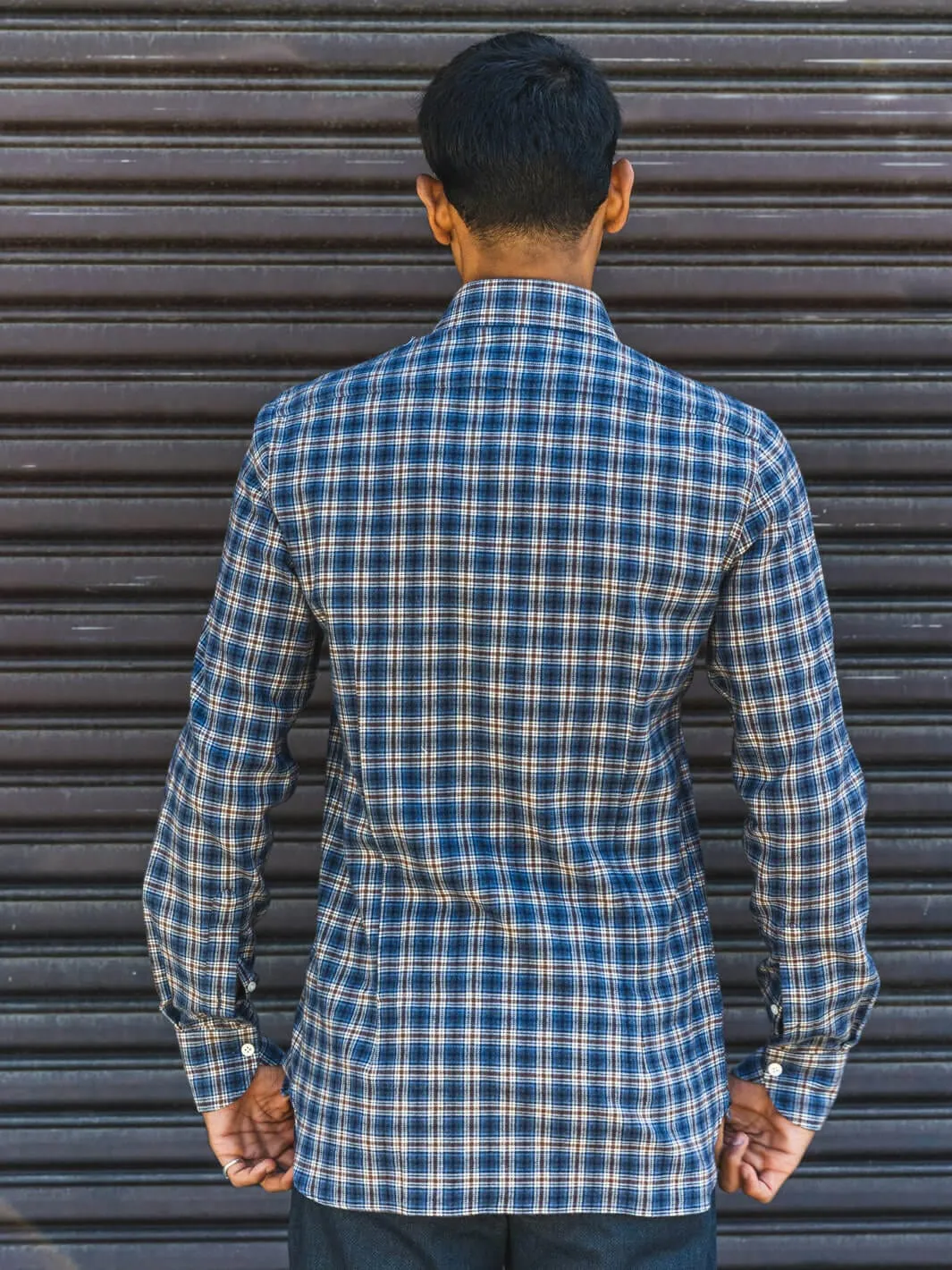 Plaid Flannel Shirt - Blue & Burgundy