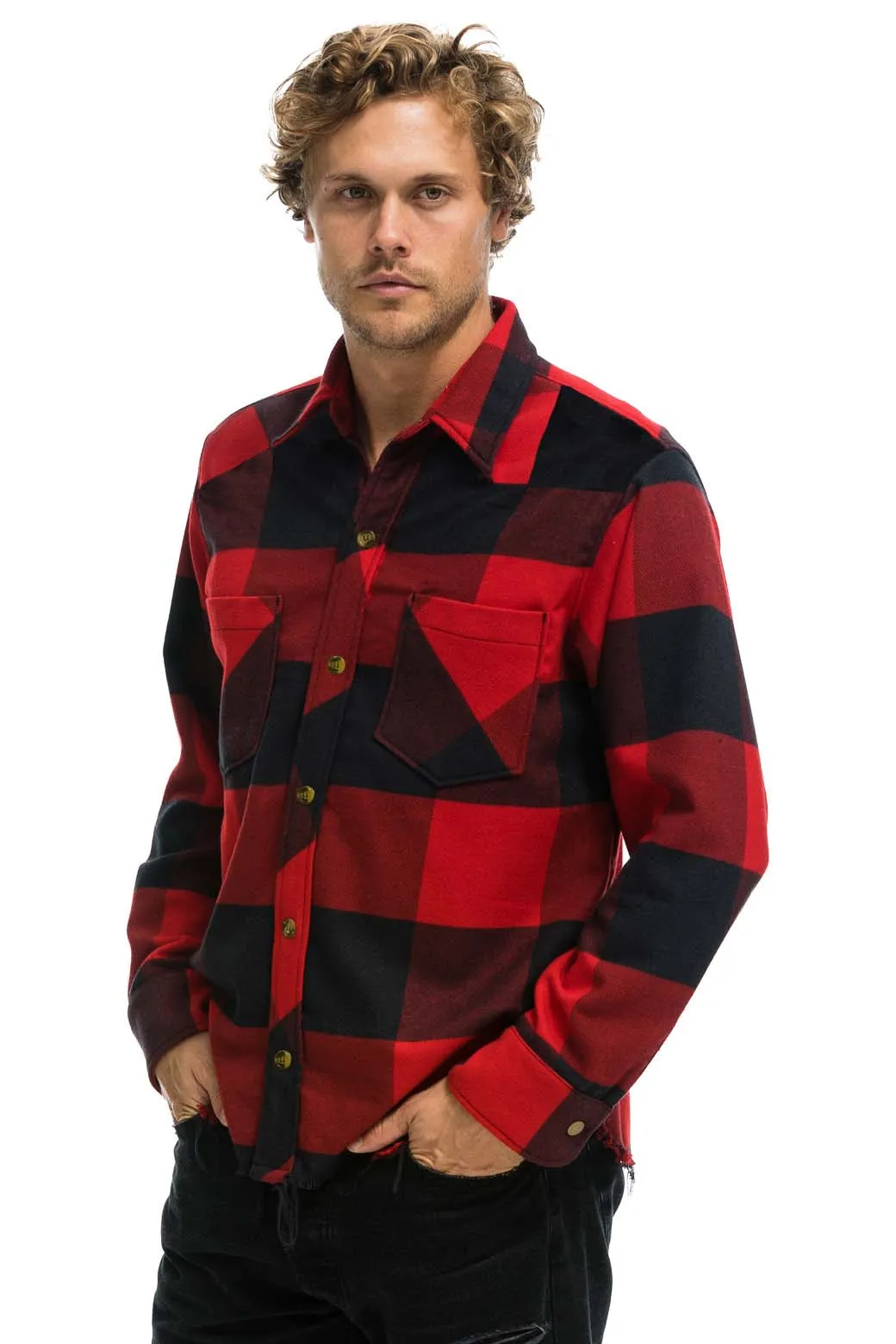 PLAID FLANNEL WESTERN SHIRT - BUFFALO PLAID