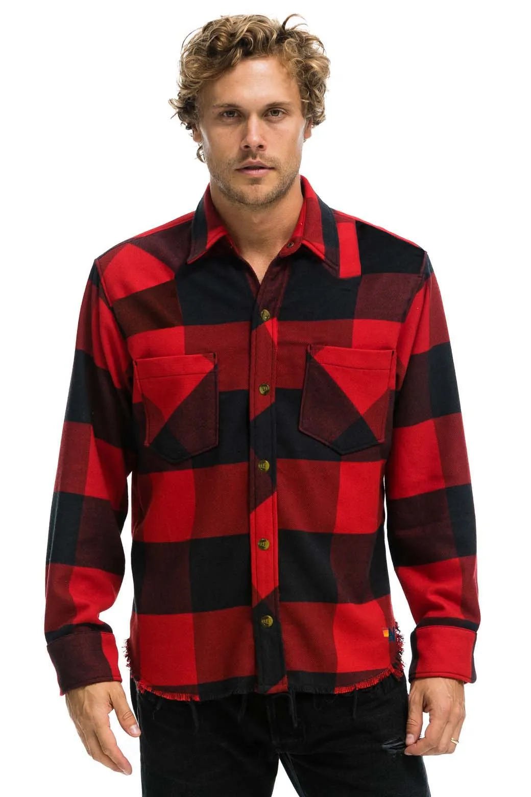 PLAID FLANNEL WESTERN SHIRT - BUFFALO PLAID