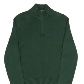 POLO RALPH LAUREN GREEN KNIT QUARTER 1/4 ZIP SWEATER SIZE MEDIUM