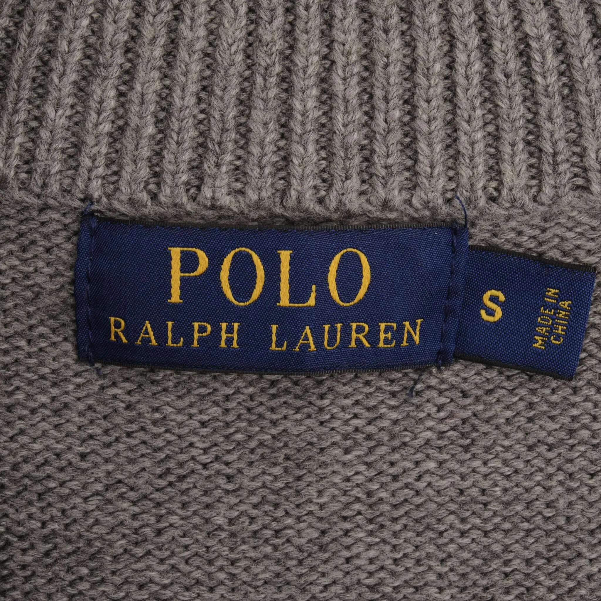 POLO RALPH LAUREN GREY KNIT QUARTER 1/4 ZIP SWEATER SIZE SMALL