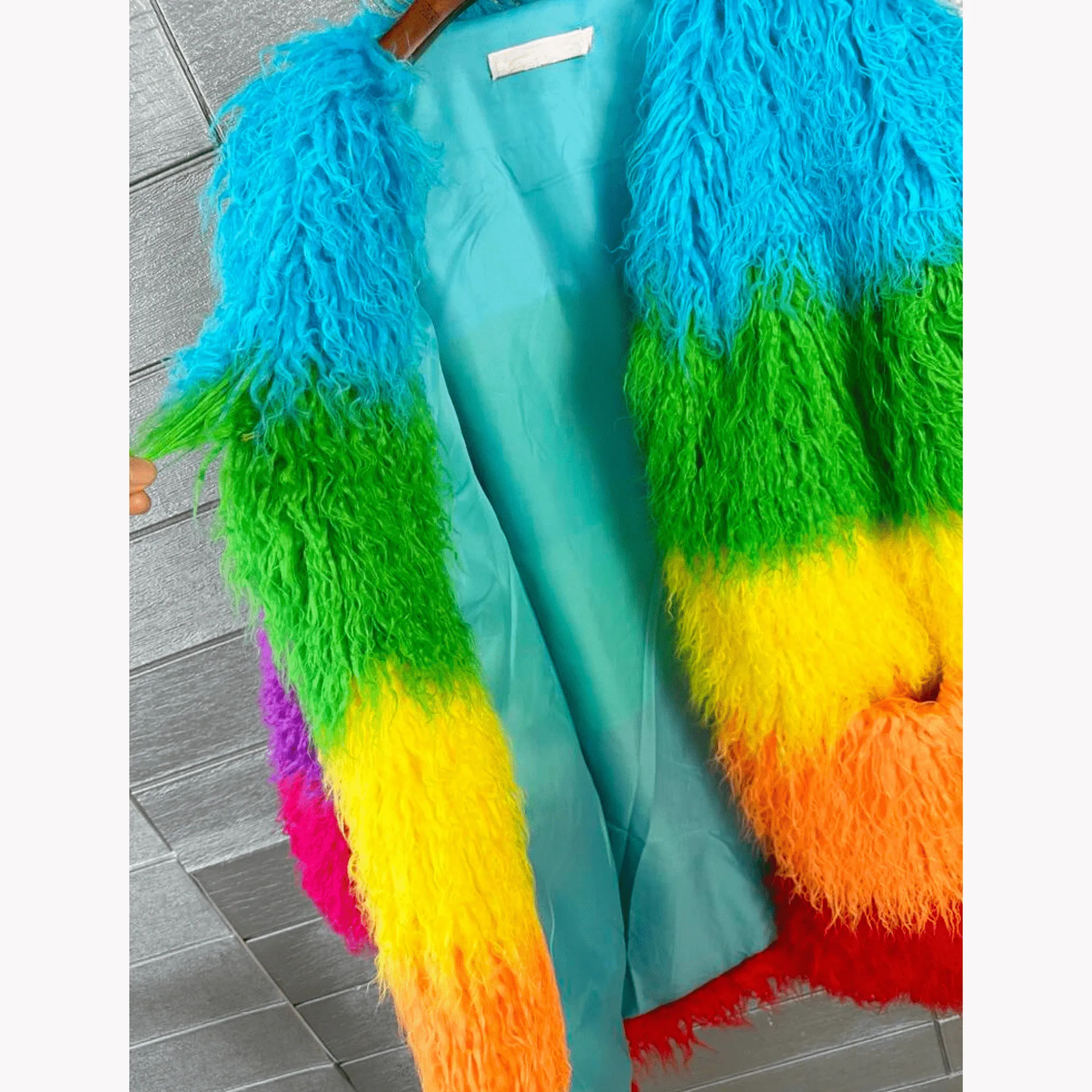 Pre Order:  Plush Rainbow Faux Fur Winter Coat