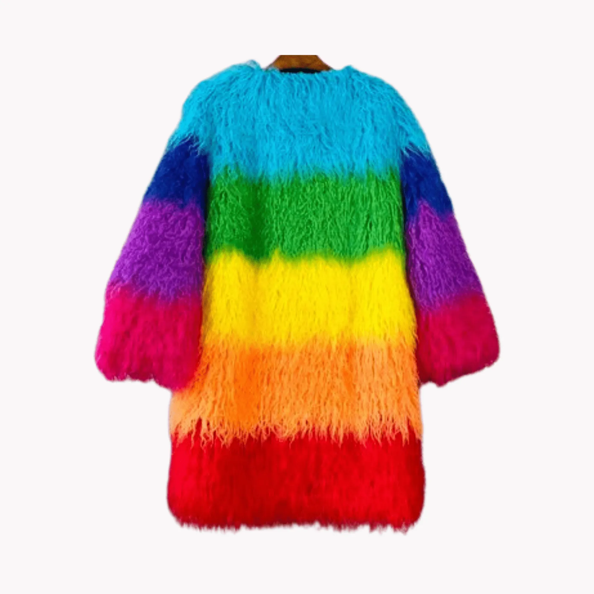 Pre Order:  Plush Rainbow Faux Fur Winter Coat