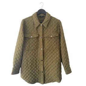 Quilted Oversized Shirt Jacket Khaki Green SIZE 10