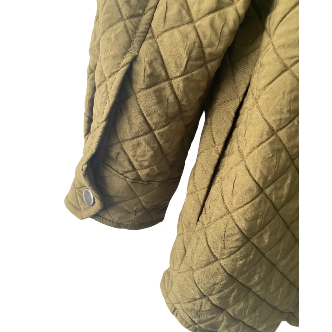 Quilted Oversized Shirt Jacket Khaki Green SIZE 10