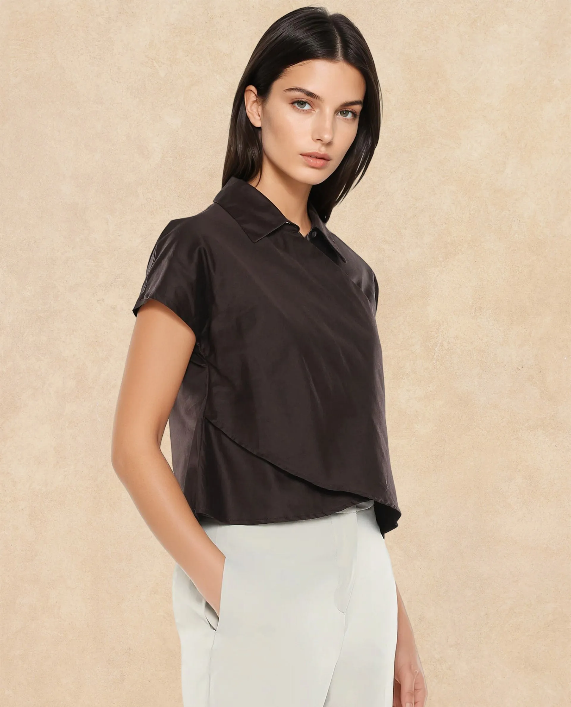 Rareism Women Aurelia Brown Plain Top