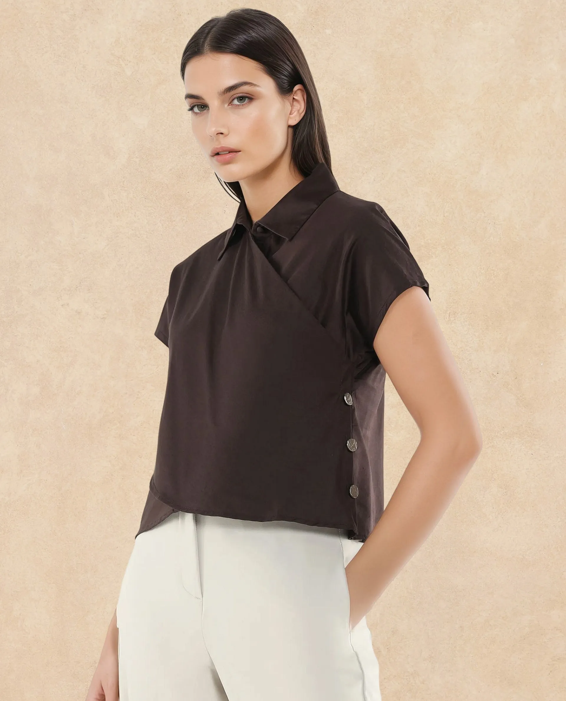 Rareism Women Aurelia Brown Plain Top