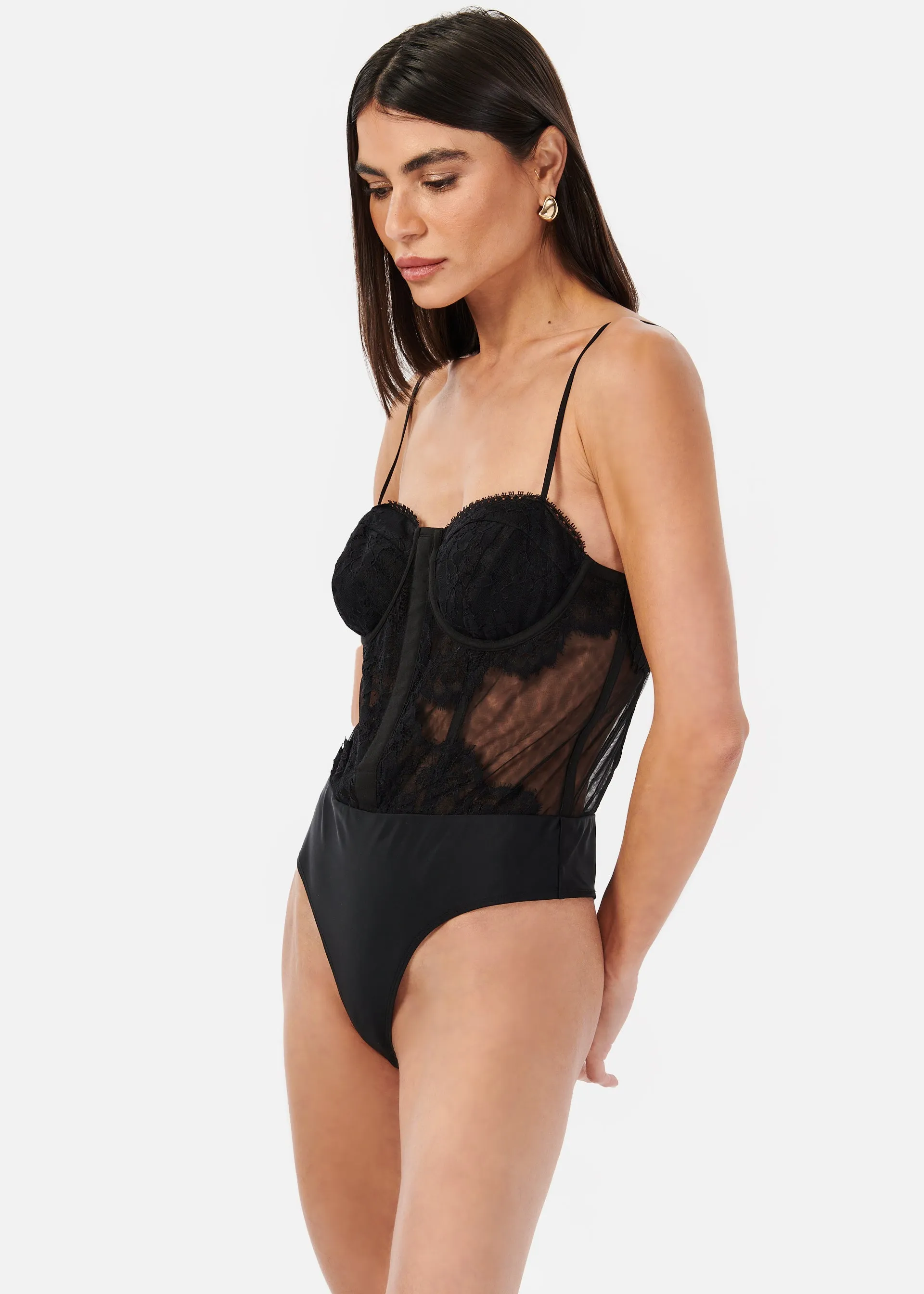 Riona Corset Bodysuit Black