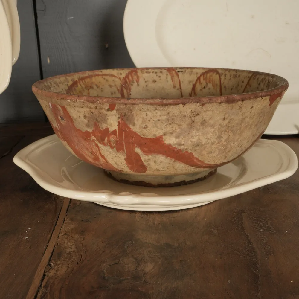 Rustic French Ceramic Bowl with Ochre Glaze 4"