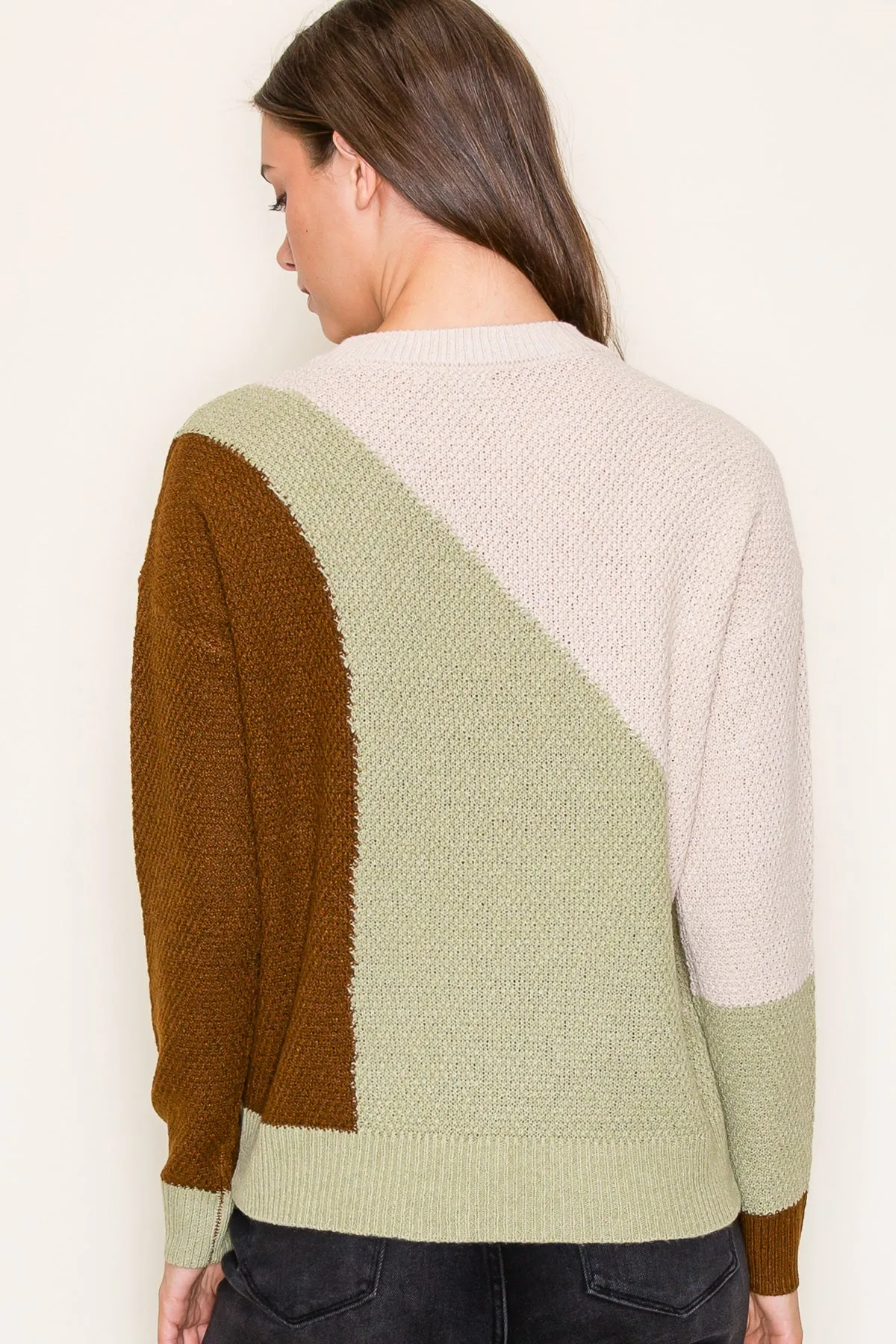 Sage Abstract Colorblock Sweater