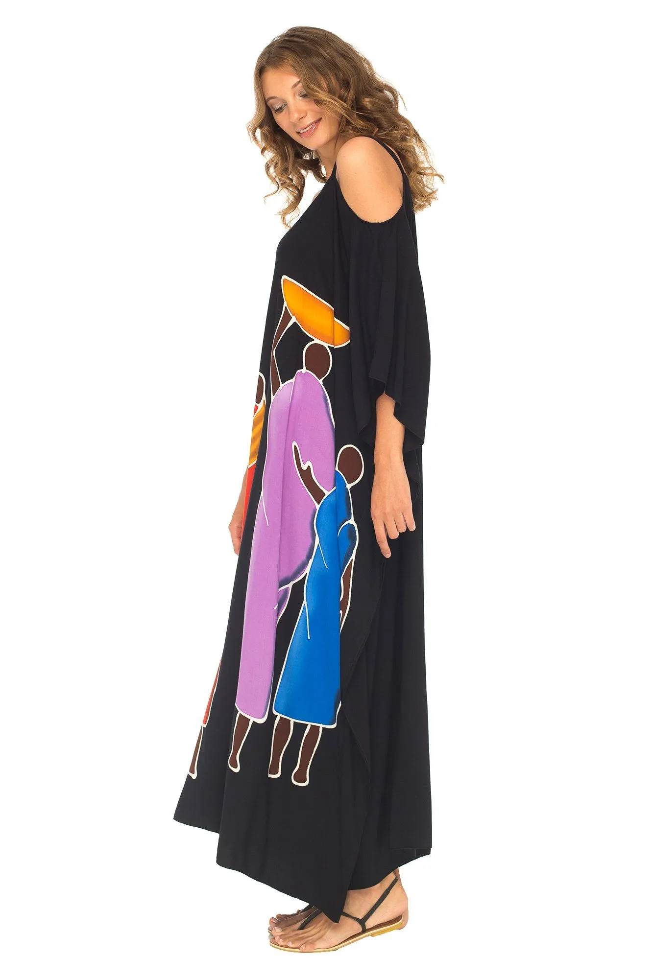 SHU-SHI Women's Kaftan Maxi Dress - Cold Shoulder, Casual Long Beach Cover-Up, Plus Size Caftan