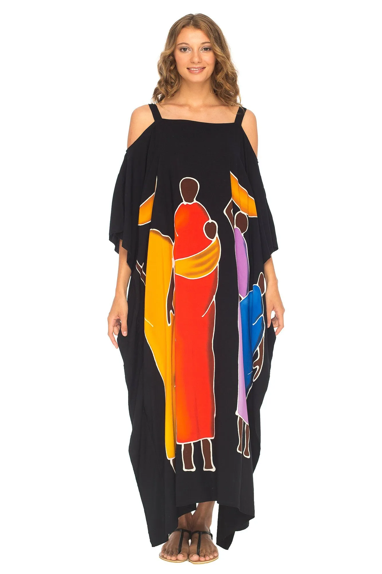 SHU-SHI Women's Kaftan Maxi Dress - Cold Shoulder, Casual Long Beach Cover-Up, Plus Size Caftan