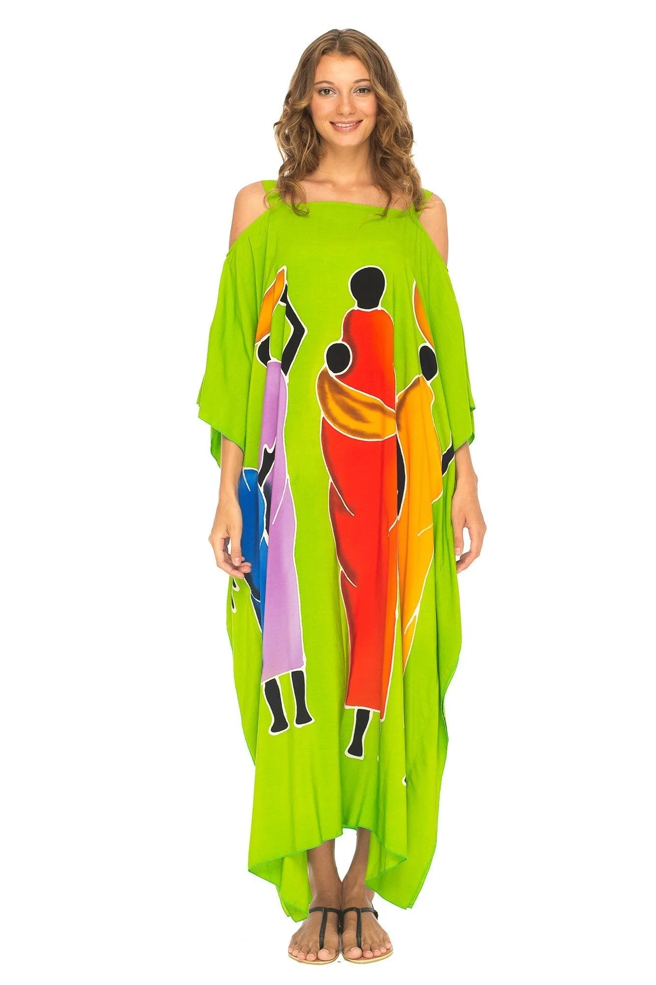 SHU-SHI Women's Kaftan Maxi Dress - Cold Shoulder, Casual Long Beach Cover-Up, Plus Size Caftan