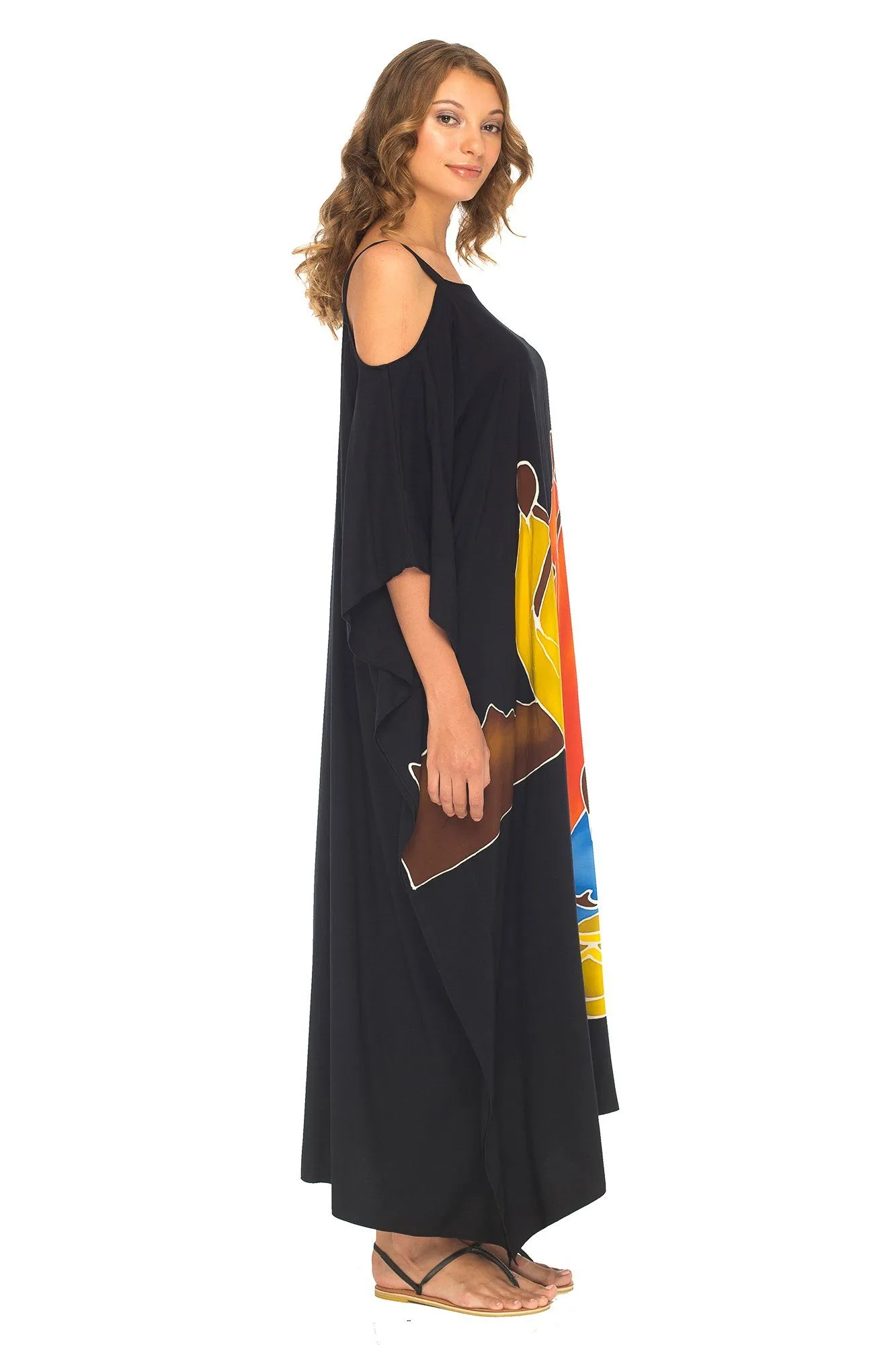 SHU-SHI Women's Kaftan Maxi Dress - Cold Shoulder, Casual Long Beach Cover-Up, Plus Size Caftan