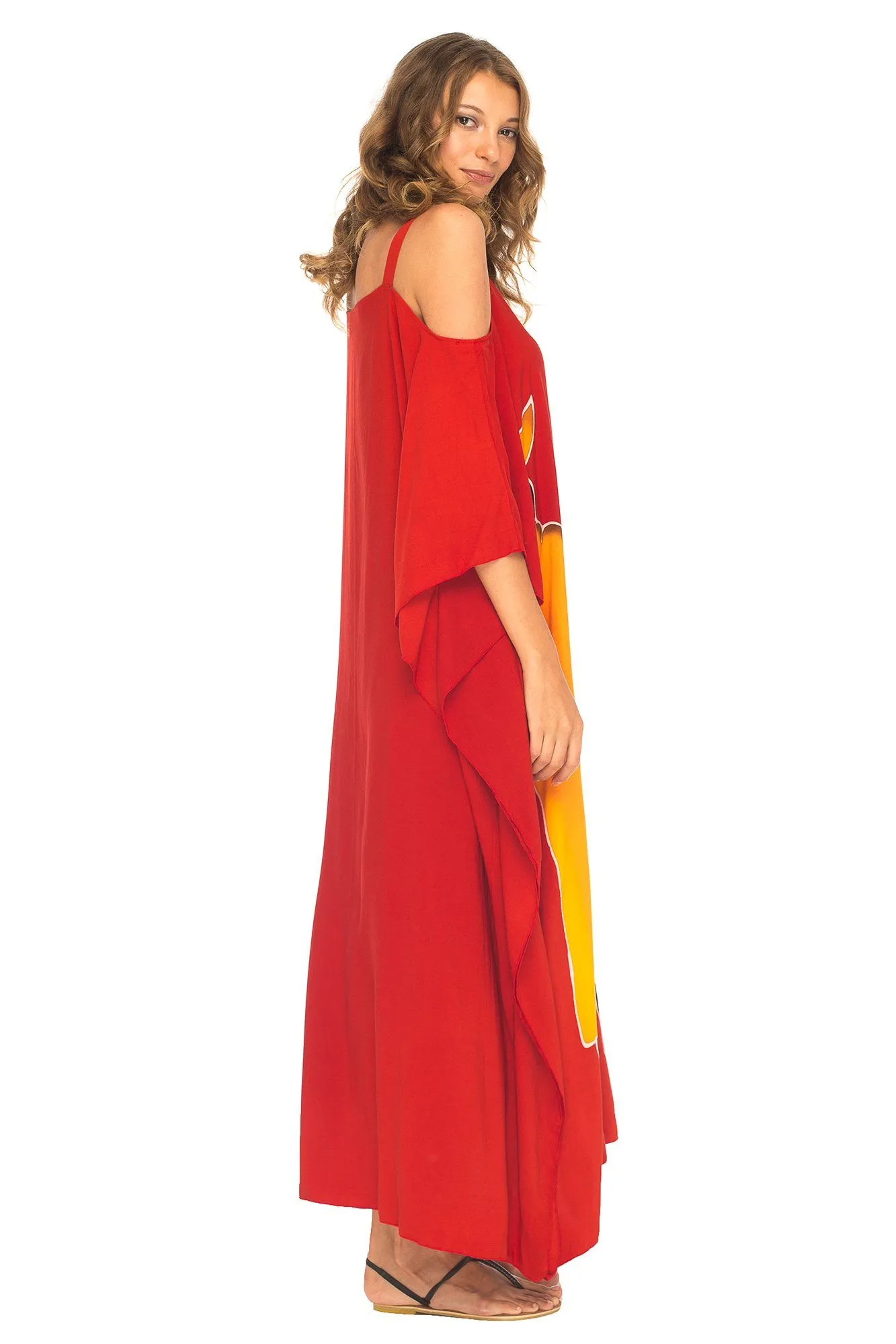 SHU-SHI Women's Kaftan Maxi Dress - Cold Shoulder, Casual Long Beach Cover-Up, Plus Size Caftan