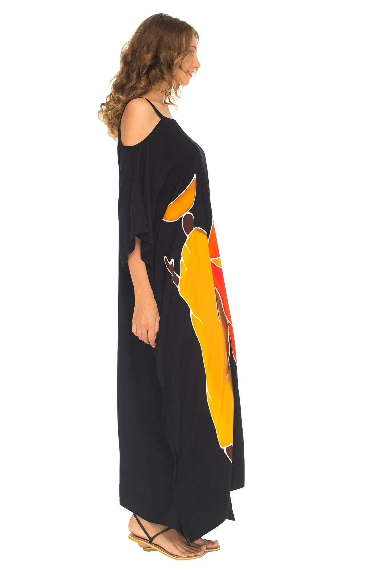 SHU-SHI Women's Kaftan Maxi Dress - Cold Shoulder, Casual Long Beach Cover-Up, Plus Size Caftan