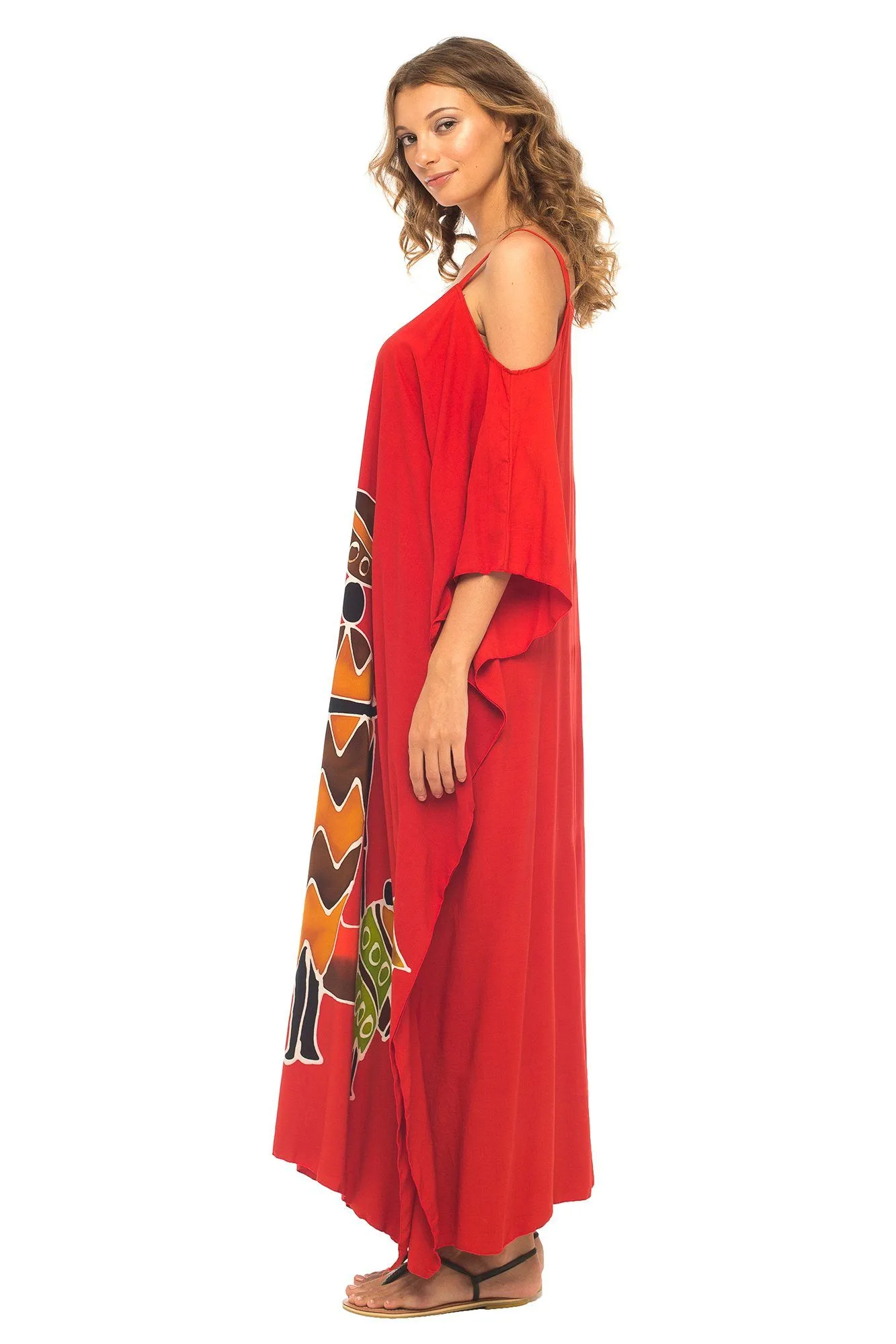 SHU-SHI Women's Kaftan Maxi Dress - Cold Shoulder, Casual Long Beach Cover-Up, Plus Size Caftan