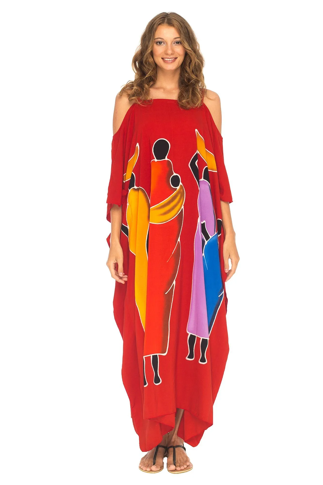 SHU-SHI Women's Kaftan Maxi Dress - Cold Shoulder, Casual Long Beach Cover-Up, Plus Size Caftan