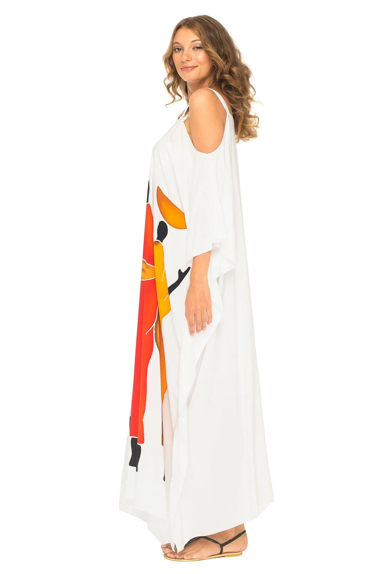 SHU-SHI Women's Kaftan Maxi Dress - Cold Shoulder, Casual Long Beach Cover-Up, Plus Size Caftan