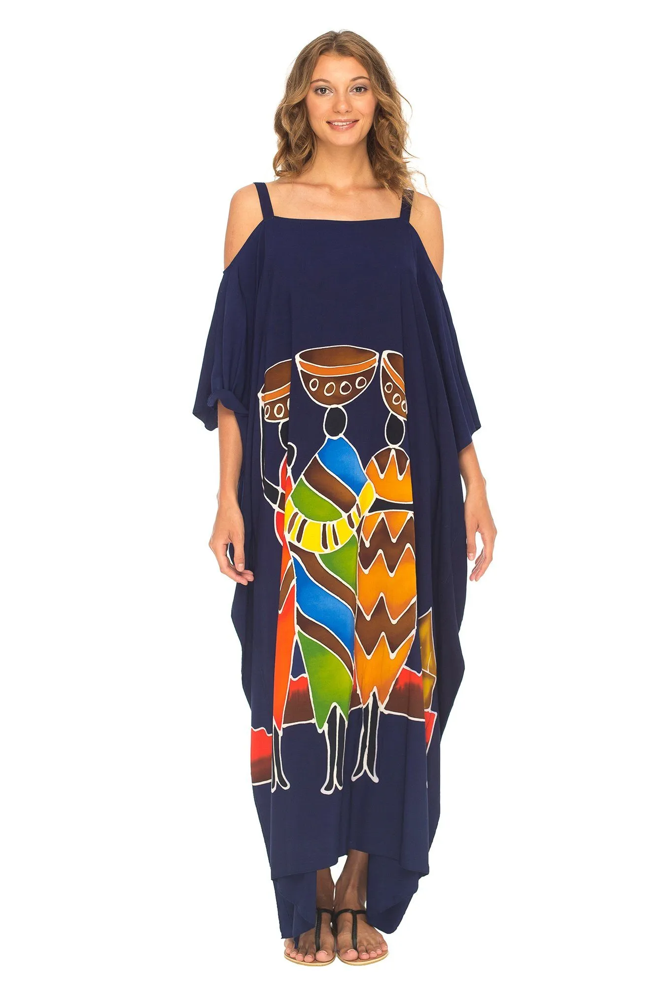 SHU-SHI Women's Kaftan Maxi Dress - Cold Shoulder, Casual Long Beach Cover-Up, Plus Size Caftan