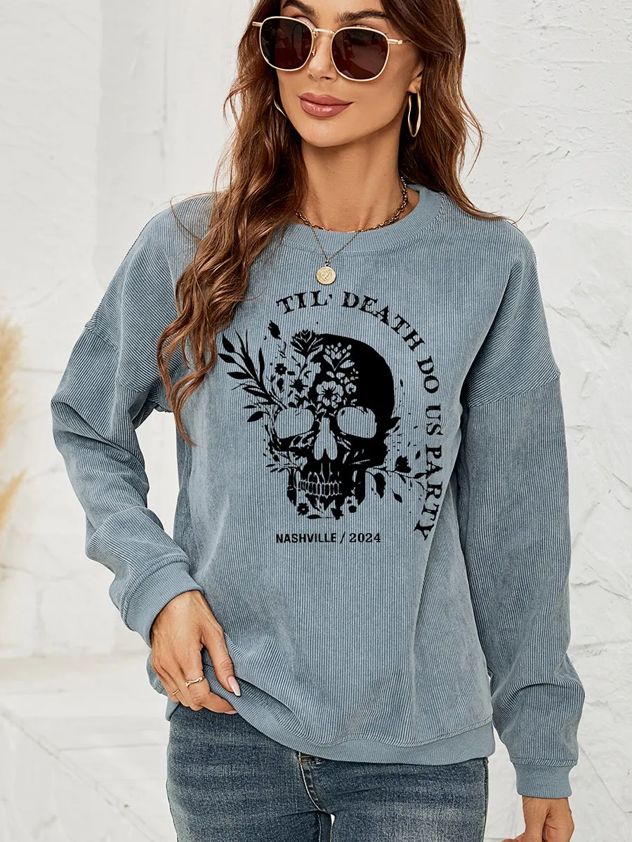 Skull Graphic Dropped Shoulder Sweatshirt – For When You Want to Look Badass and Cozy at the Same Time