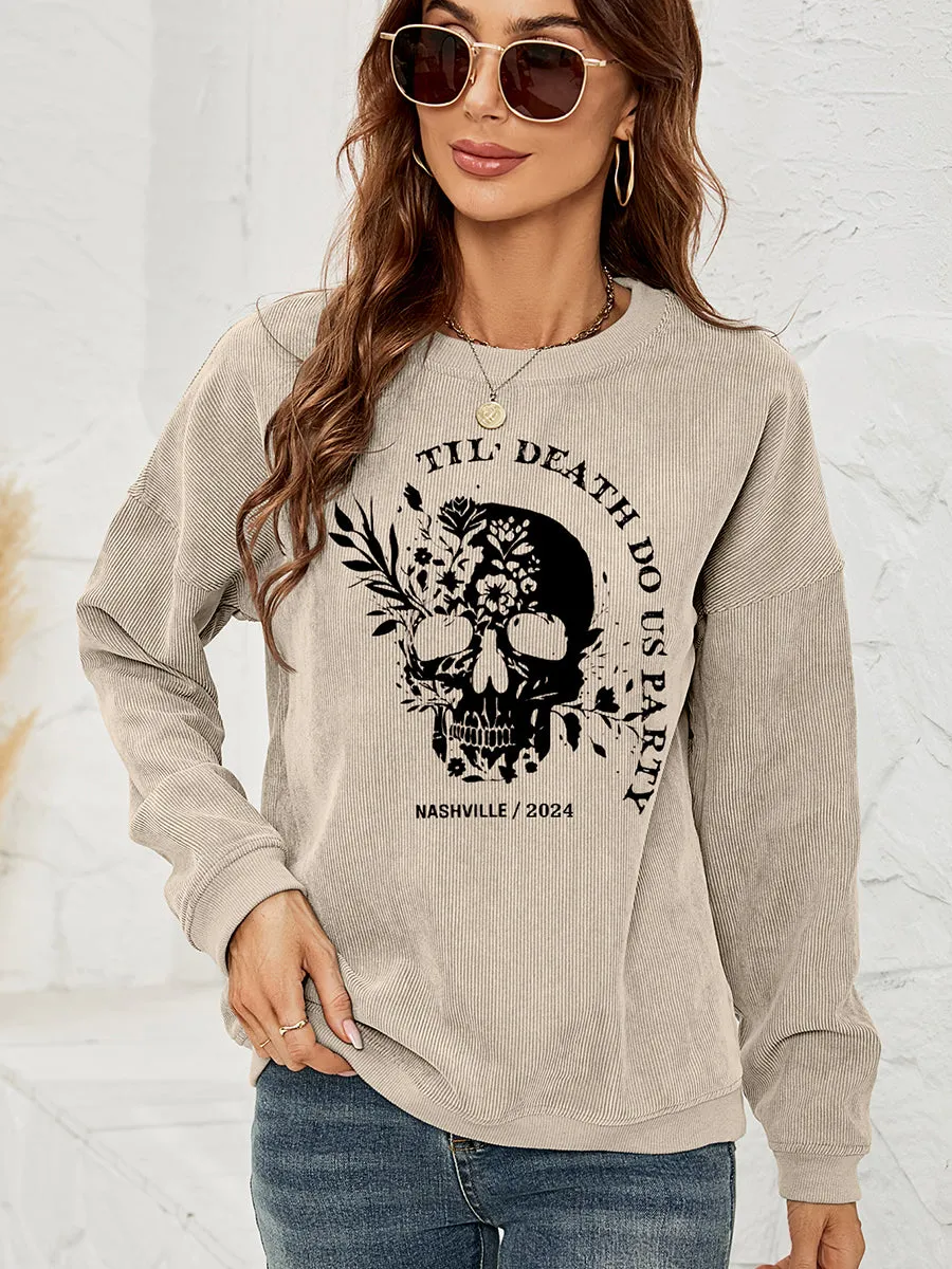 Skull Graphic Dropped Shoulder Sweatshirt – For When You Want to Look Badass and Cozy at the Same Time