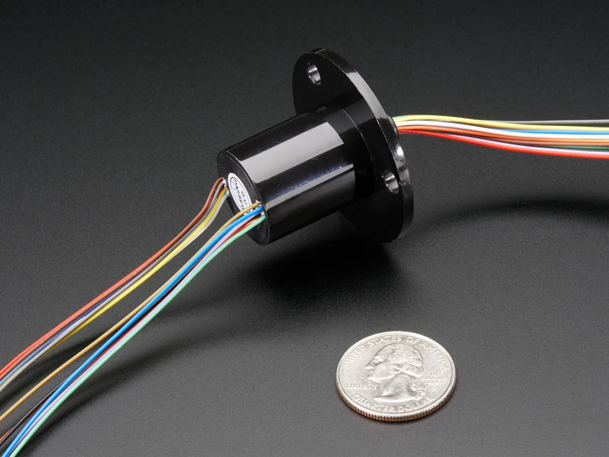 Slip Ring with Flange - 22mm diameter, 12 wires, max 240V @ 2A