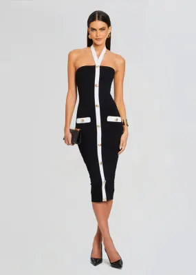 Sloane Bandage Knit Dress - Black White