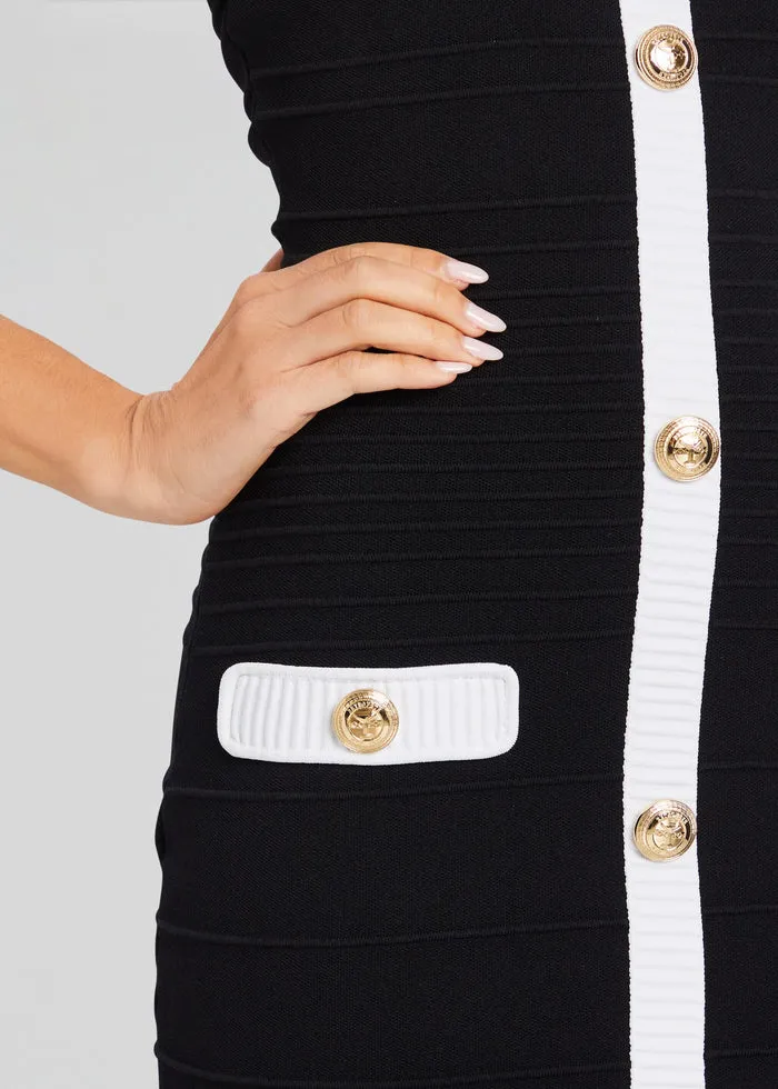 Sloane Bandage Knit Dress - Black White