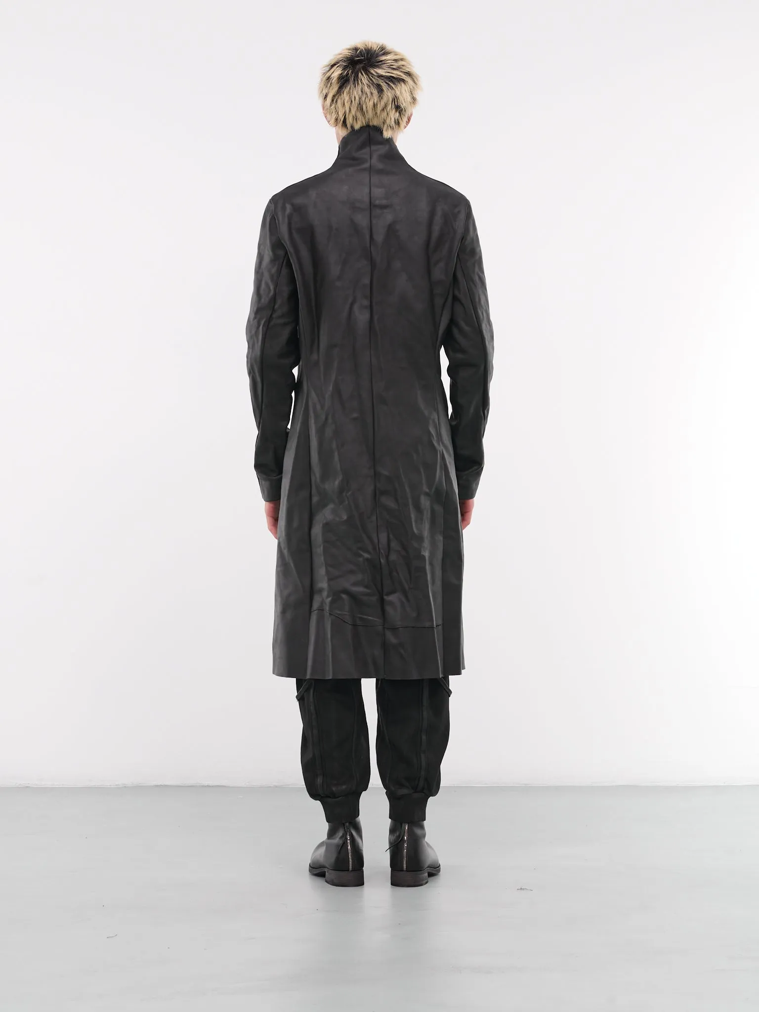 Stand Collar Leather Coat (C125Z-VA-1-0-BLACK)